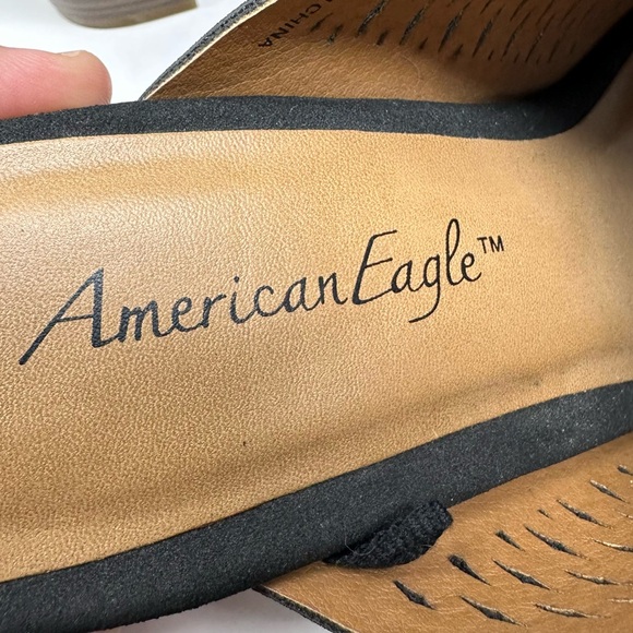 American Eagle Women’s Black Open Toe Black Suede Sandals - Picture 8 of 11